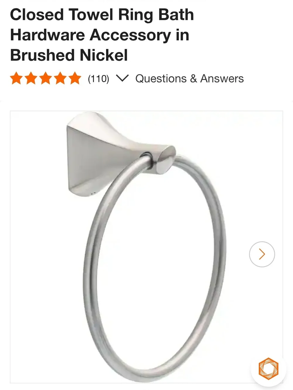 Delta Pierce Brushed Nickel Towel Ring PRC46-BN with Spotshield